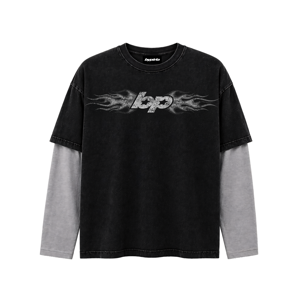 Polera manga larga boxyfit BYPIRLA Racing Team, vista frontal