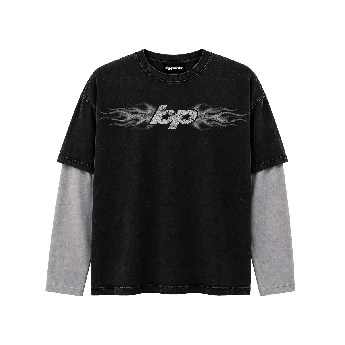 Polera manga larga boxyfit BYPIRLA Racing Team, vista frontal