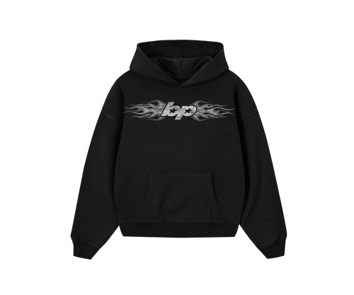 Hoodie boxyfit negro BYPIRLA BP Fire, vista frontal