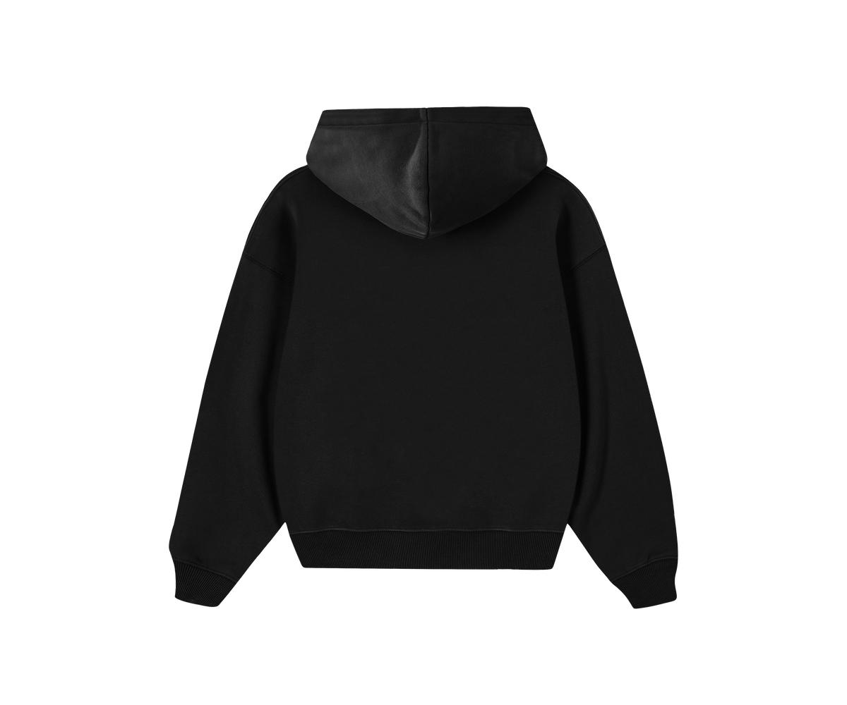 Hoodie boxyfit negro BYPIRLA BP Fire, vista trasera