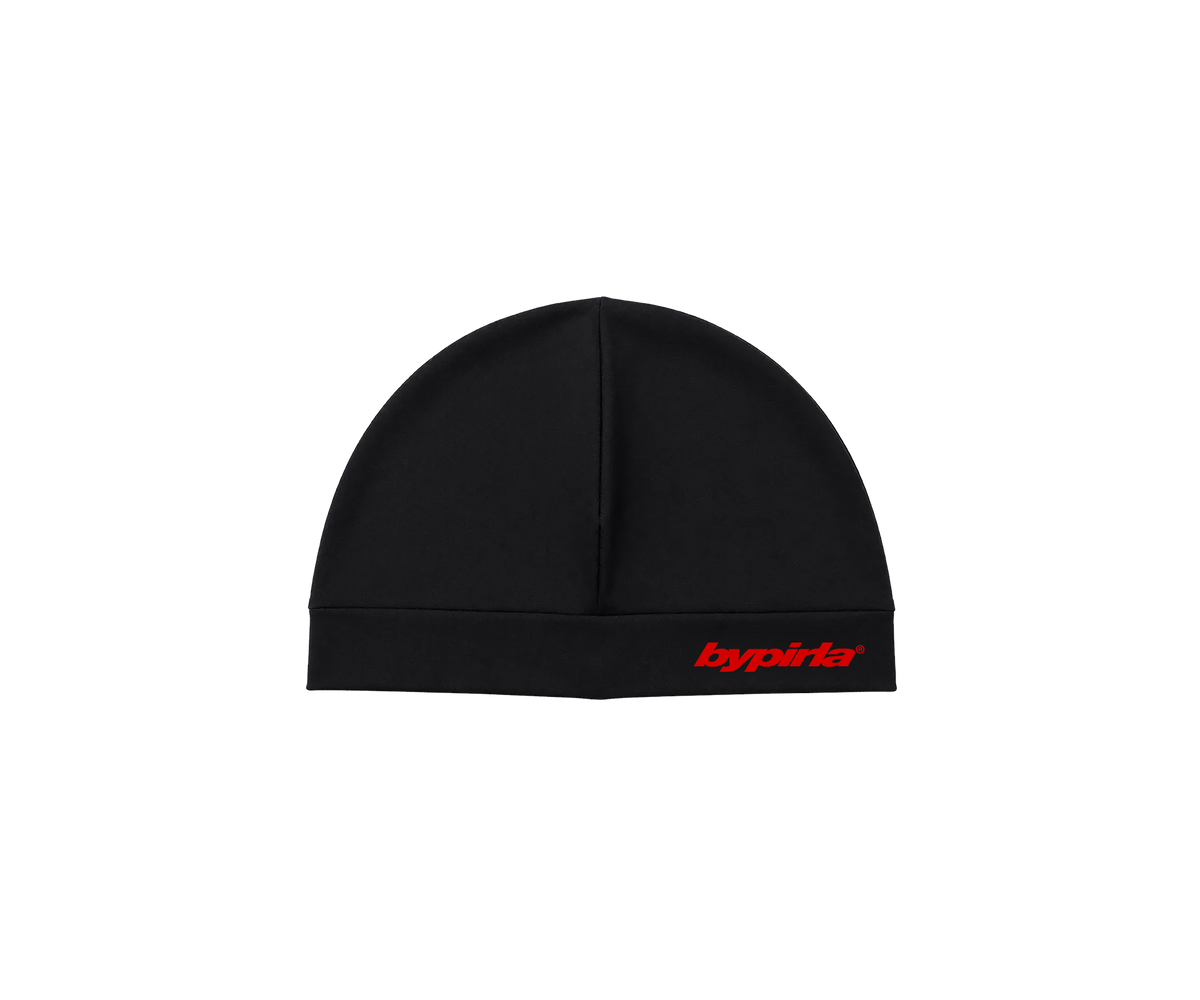 Skull cap rojo BYPIRLA Wordmark, gorro streetwear